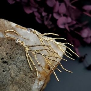 Designer Handcrafted Rhodium Earrings 18k Goldplated Delicate Earrings